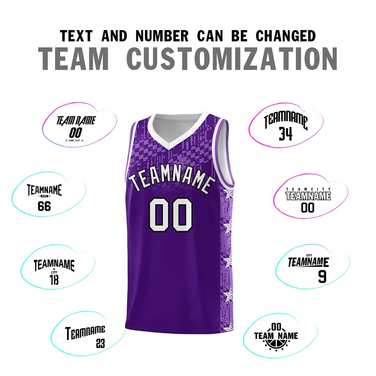 Custom Purple Mosaic Stars Pattern Sports Uniform Basketball Jersey|KXKSHOP