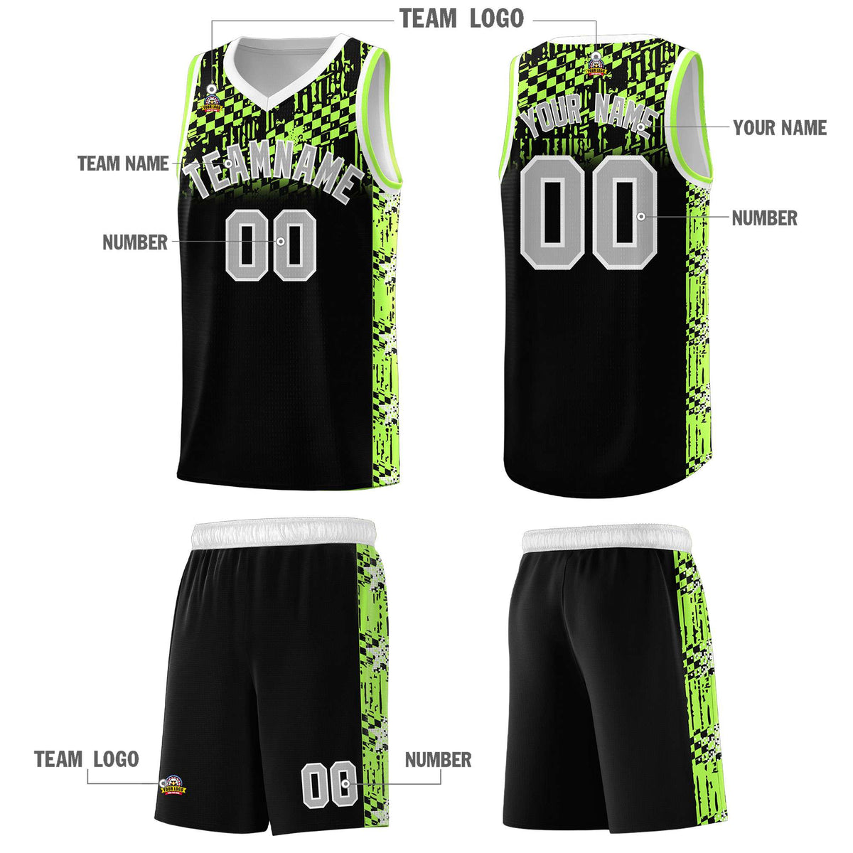 Custom Black Mosaic Stars Pattern Sports Uniform Basketball Jersey|KXKSHOP