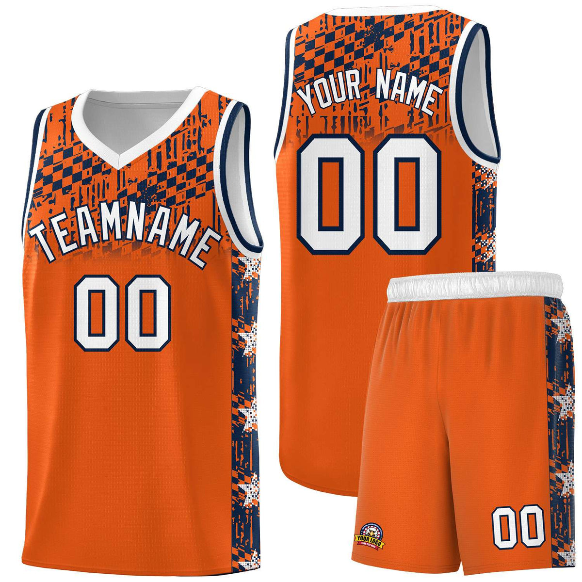 Custom Orange Mosaic Stars Pattern Sports Uniform Basketball Jersey|KXKSHOP