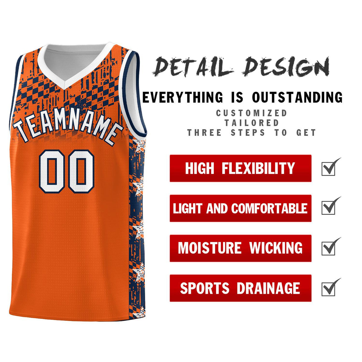 Custom Orange Mosaic Stars Pattern Sports Uniform Basketball Jersey|KXKSHOP