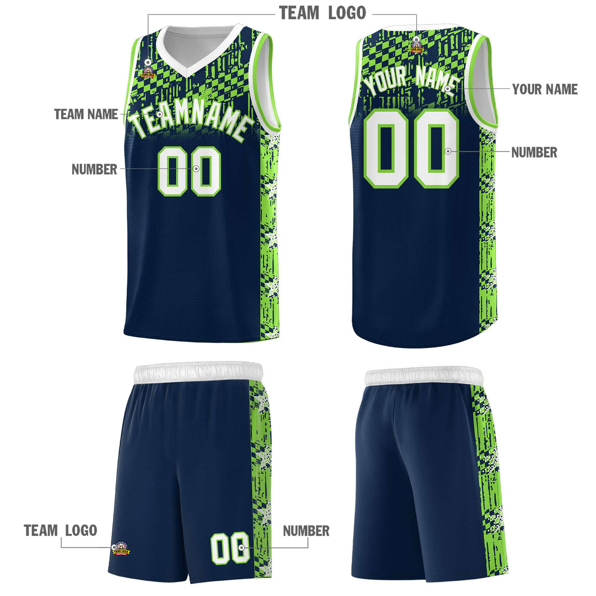 Custom Navy Mosaic Stars Pattern Sports Uniform Basketball Jersey|KXKSHOP