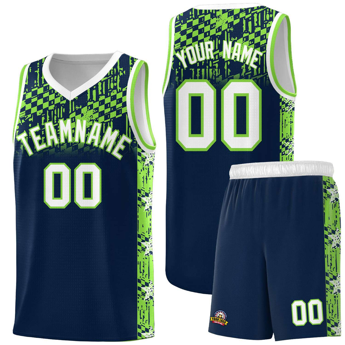 Custom Navy Mosaic Stars Pattern Sports Uniform Basketball Jersey|KXKSHOP