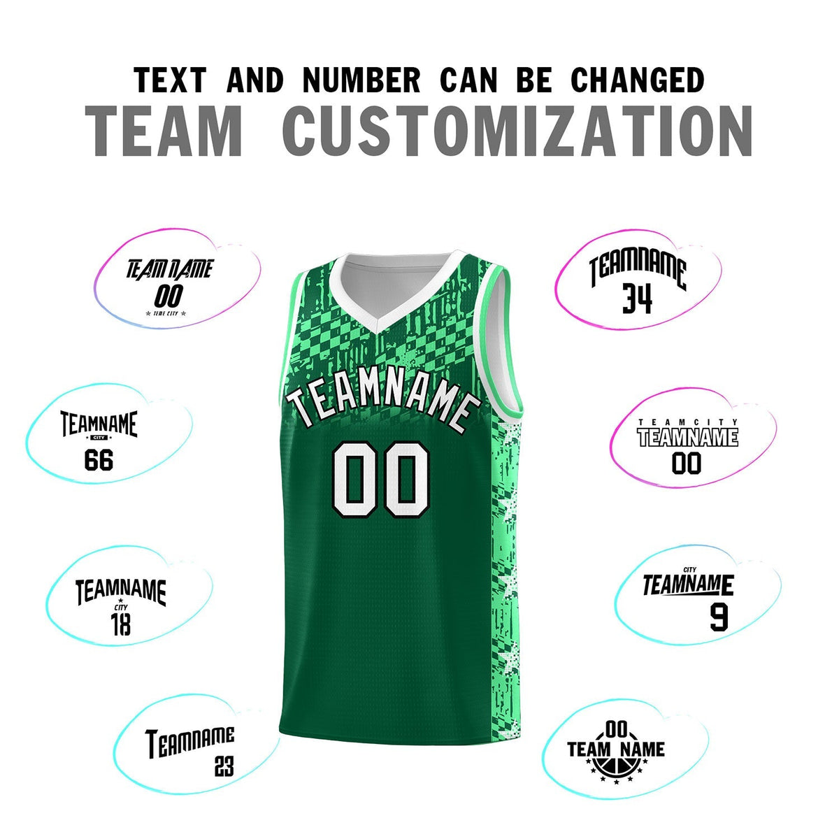 Custom Kelly Green Mosaic Stars Pattern Sports Uniform Basketball Jersey|KXKSHOP