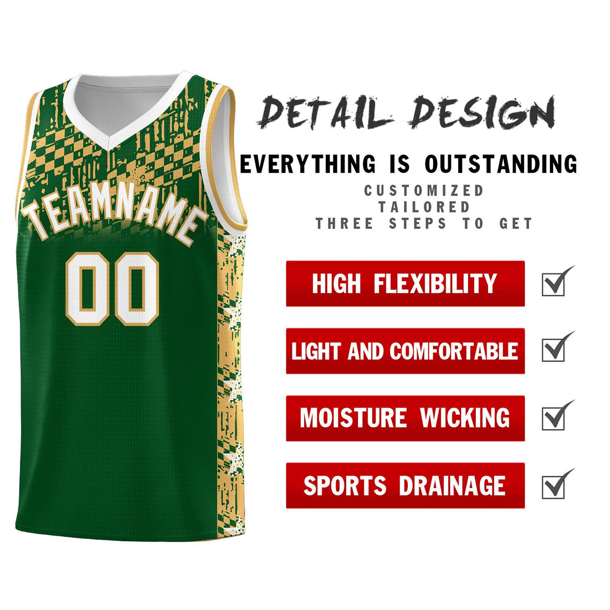 Custom Green Mosaic Stars Pattern Sports Uniform Basketball Jersey|KXKSHOP