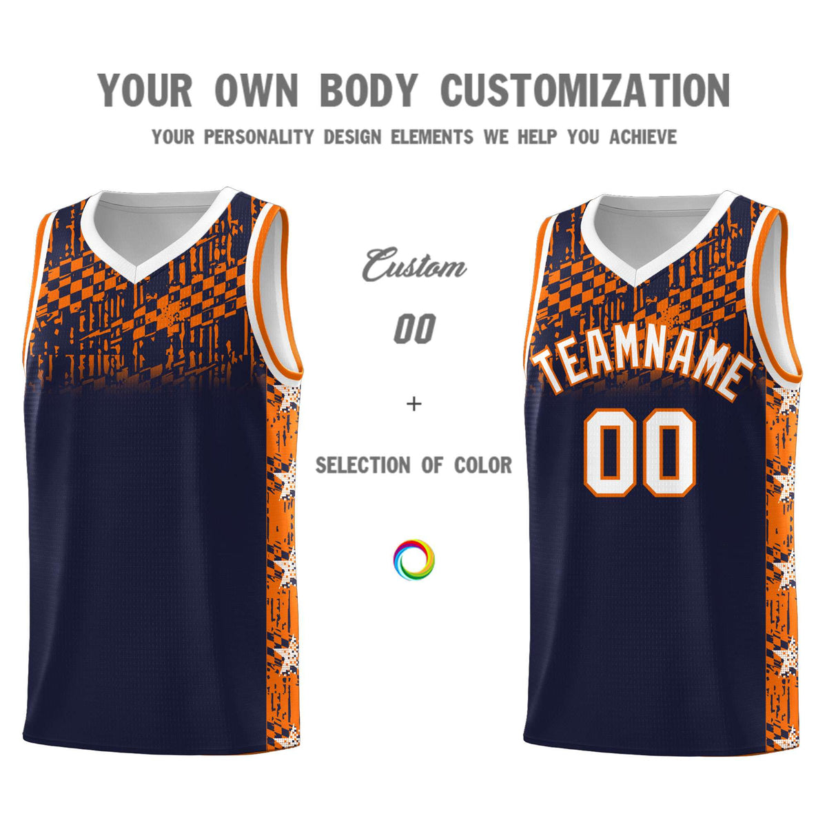 Custom Navy Mosaic Stars Pattern Sports Uniform Basketball Jersey|KXKSHOP