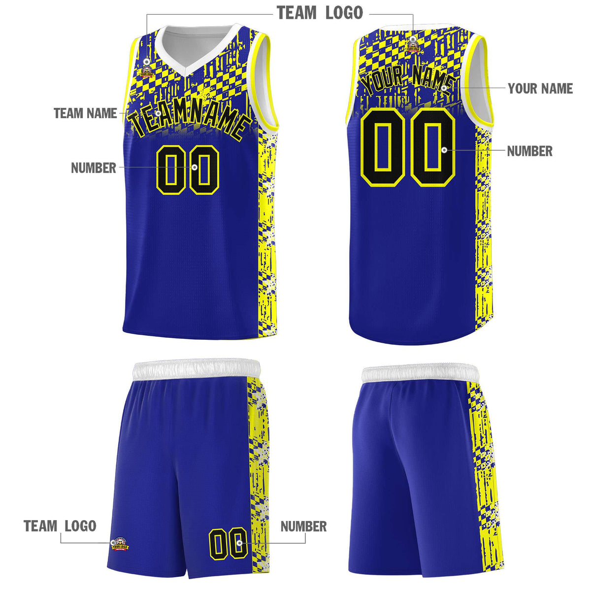 Custom Royal Mosaic Stars Pattern Sports Uniform Basketball Jersey|KXKSHOP