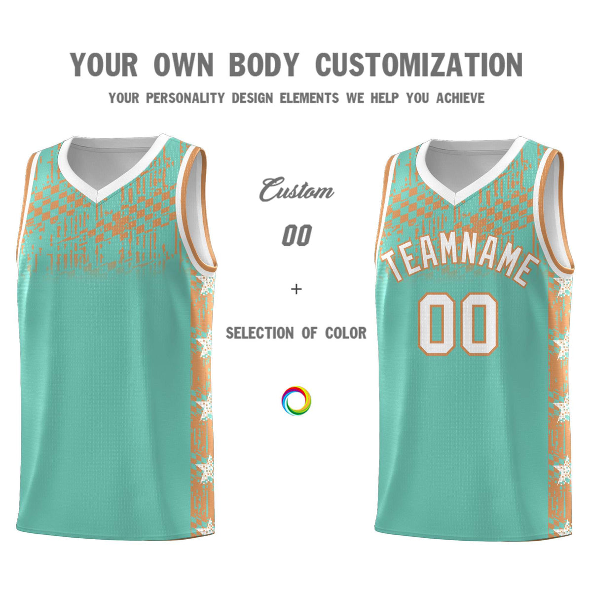 Custom Bright Green Mosaic Stars Pattern Sports Uniform Basketball Jersey|KXKSHOP