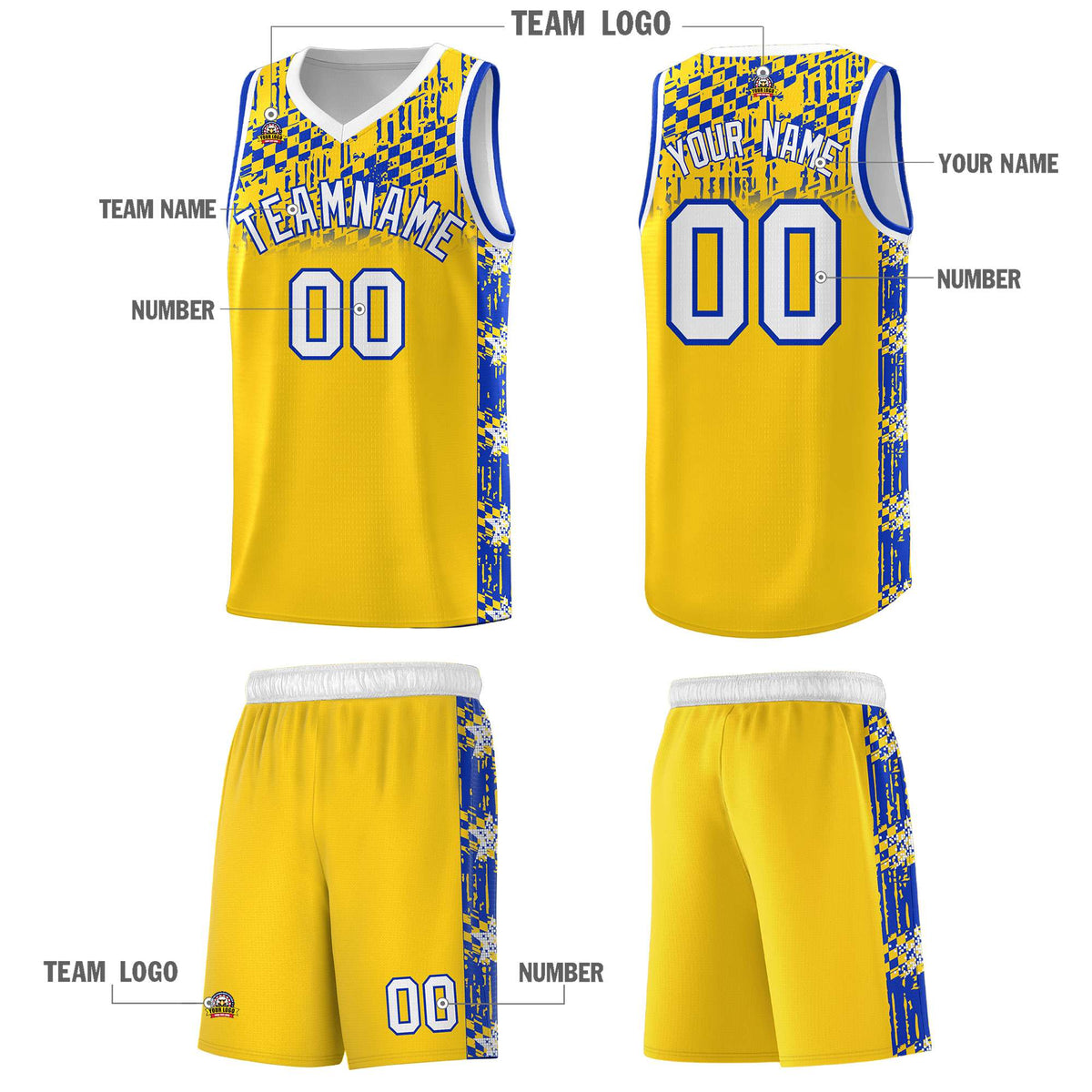 Custom Gold Mosaic Stars Pattern Sports Uniform Basketball Jersey|KXKSHOP