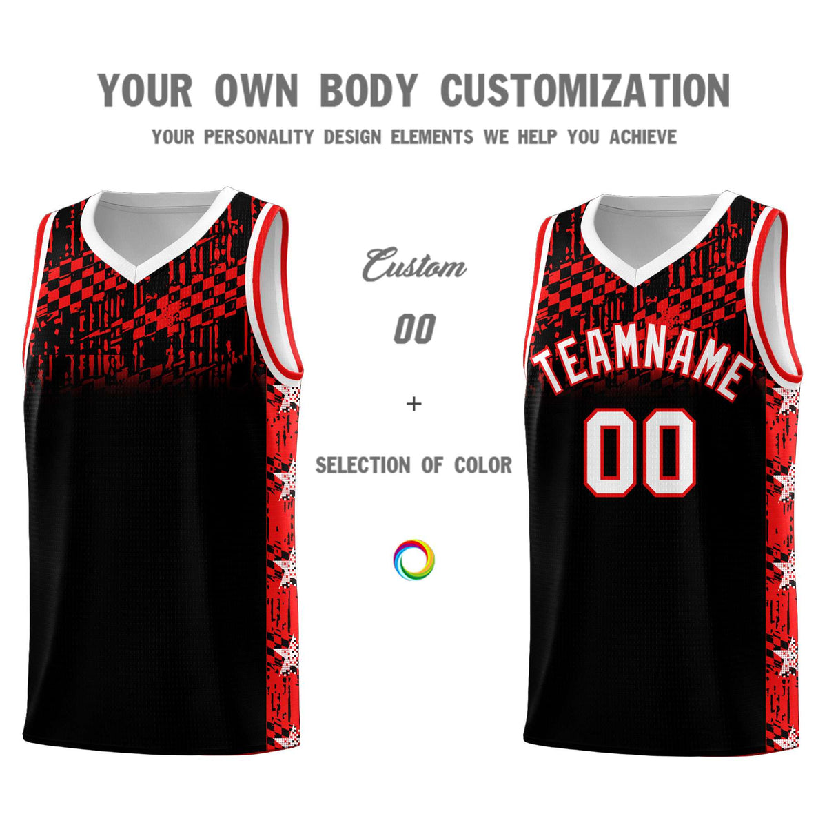Custom Black Mosaic Stars Pattern Sports Uniform Basketball Jersey|KXKSHOP