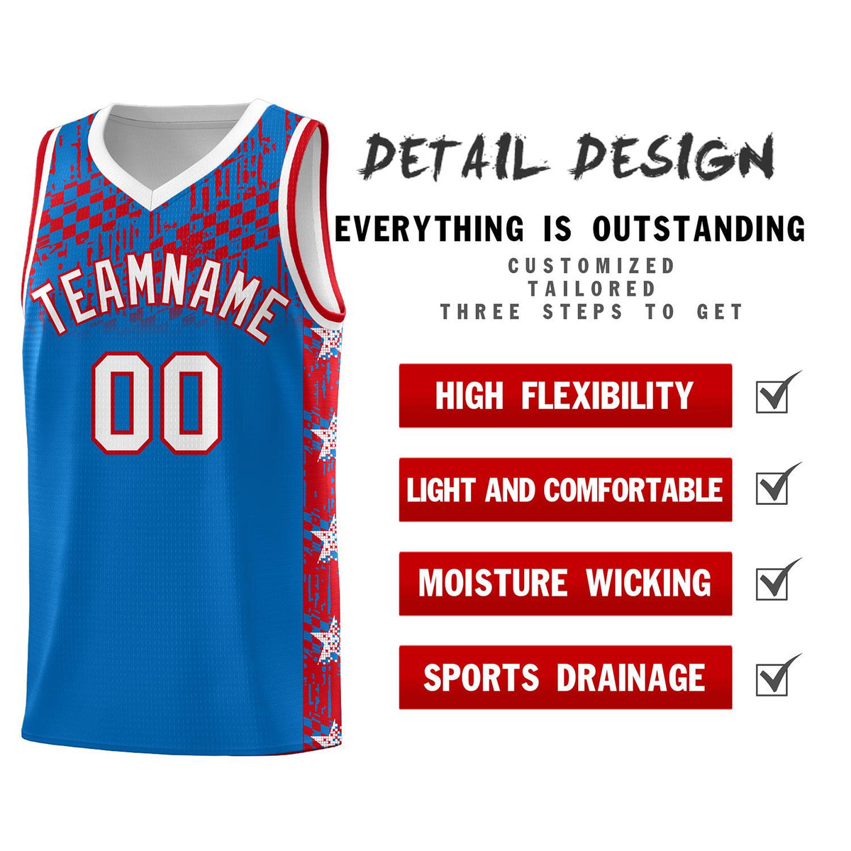 Custom Royal Mosaic Stars Pattern Sports Uniform Basketball Jersey|KXKSHOP