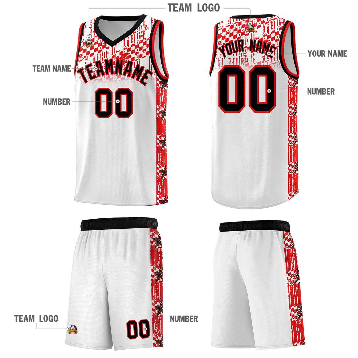 Custom White Mosaic Stars Pattern Sports Uniform Basketball Jersey|KXKSHOP