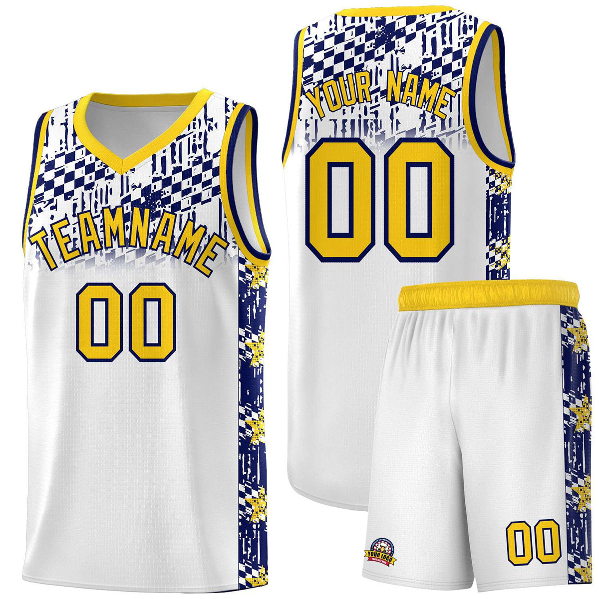 Custom White Mosaic Stars Pattern Sports Uniform Basketball Jersey|KXKSHOP