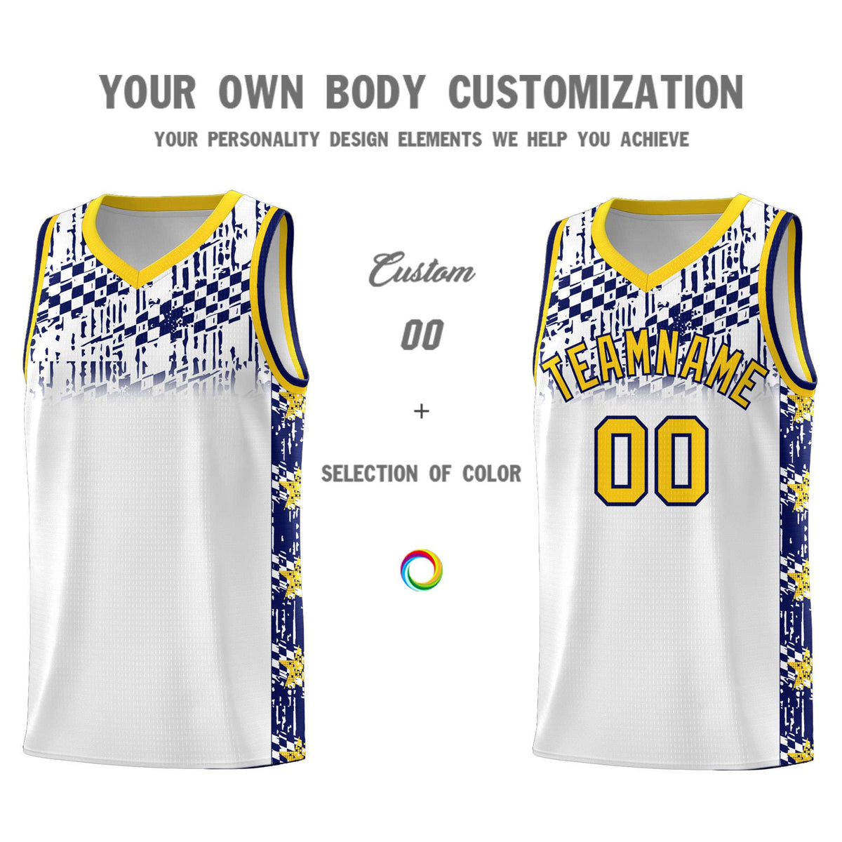 Custom White Mosaic Stars Pattern Sports Uniform Basketball Jersey|KXKSHOP