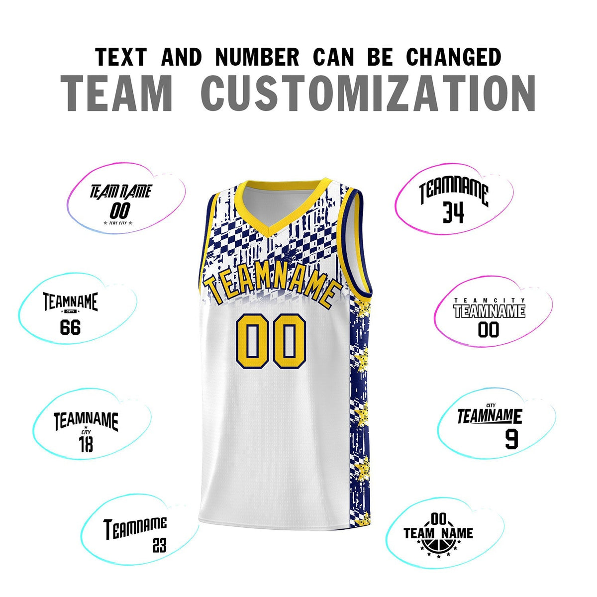 Custom White Mosaic Stars Pattern Sports Uniform Basketball Jersey|KXKSHOP