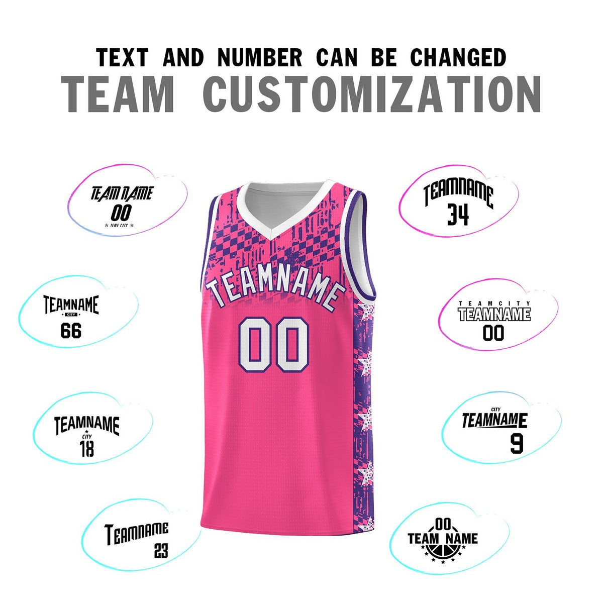 Custom Pink Mosaic Stars Pattern Sports Uniform Basketball Jersey|KXKSHOP