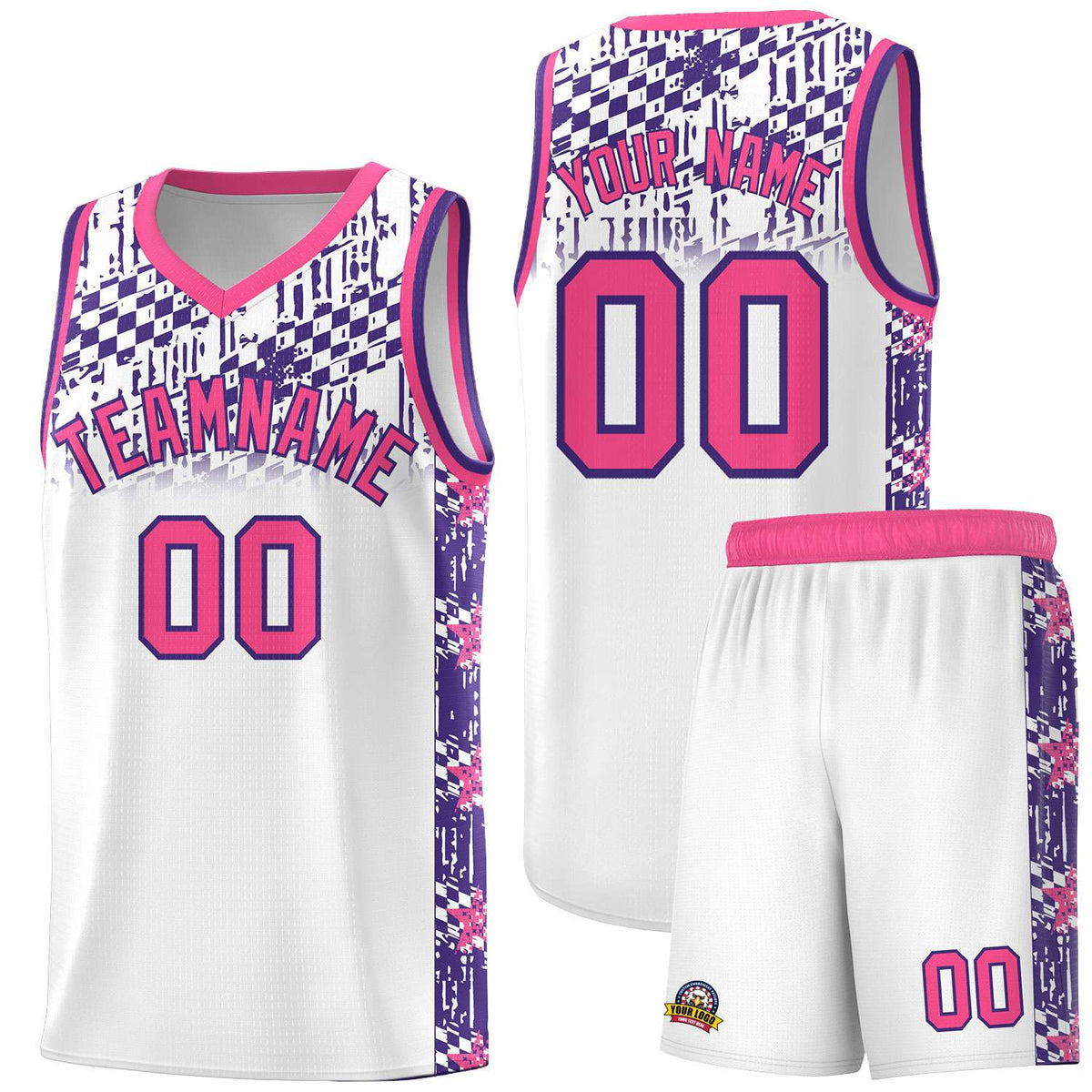 Custom White Mosaic Stars Pattern Sports Uniform Basketball Jersey|KXKSHOP