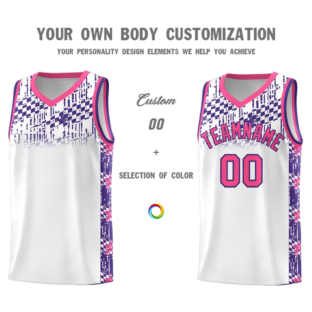 Custom White Mosaic Stars Pattern Sports Uniform Basketball Jersey|KXKSHOP