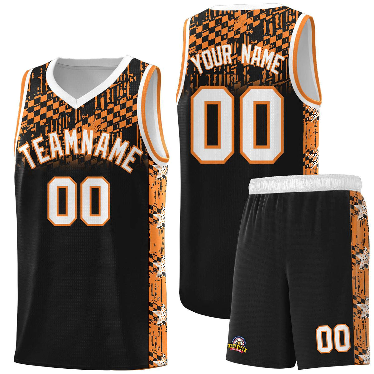 Custom Black Mosaic Stars Pattern Sports Uniform Basketball Jersey|KXKSHOP