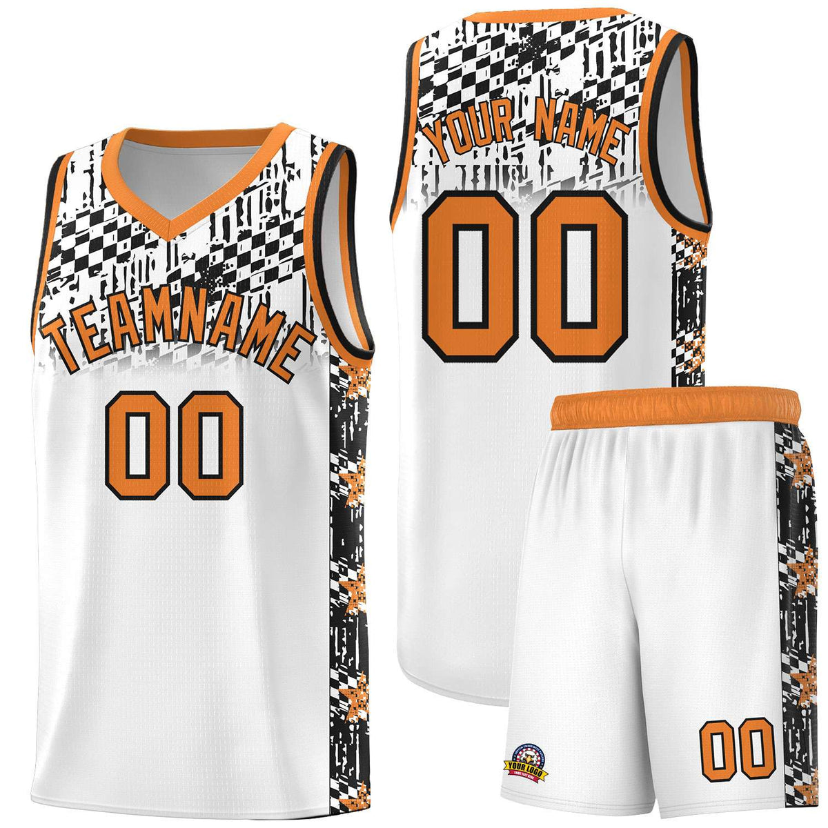 Custom White Mosaic Stars Pattern Sports Uniform Basketball Jersey|KXKSHOP