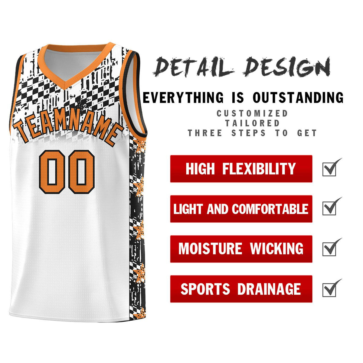 Custom White Mosaic Stars Pattern Sports Uniform Basketball Jersey|KXKSHOP