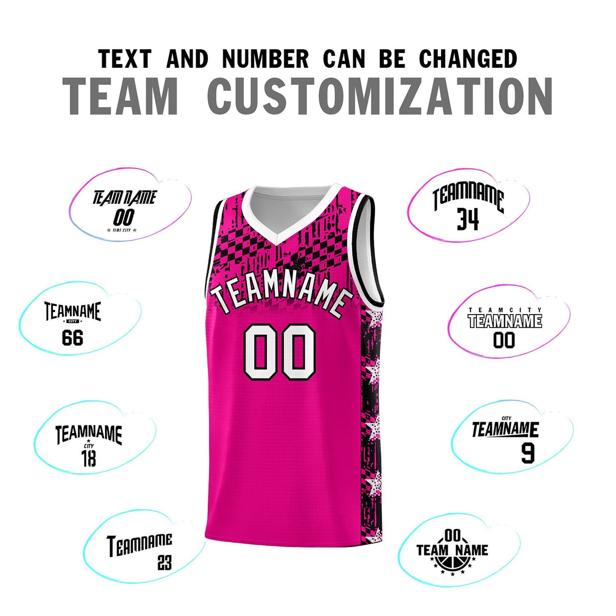 Custom Pink Mosaic Stars Pattern Sports Uniform Basketball Jersey|KXKSHOP