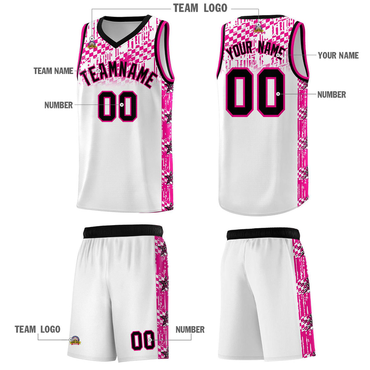 Custom White Mosaic Stars Pattern Sports Uniform Basketball Jersey|KXKSHOP