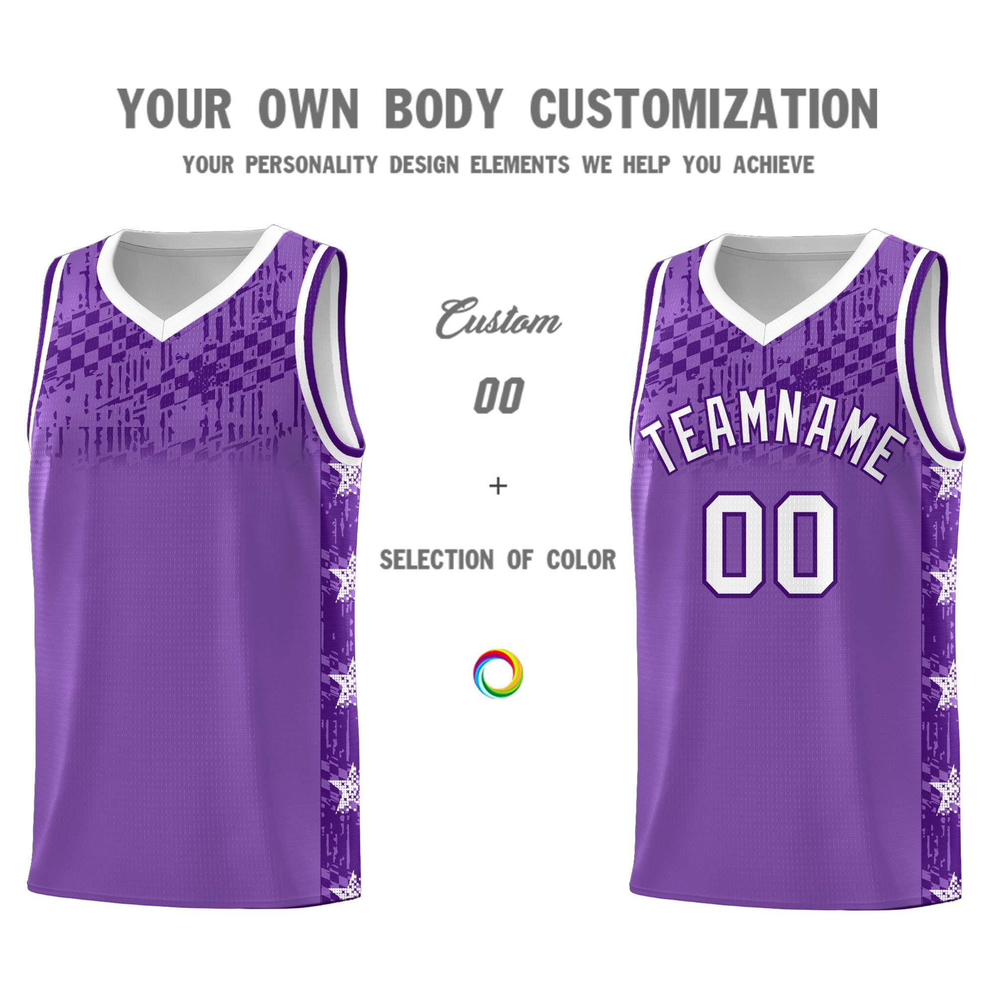Custom Light Purple Mosaic Stars Pattern Sports Uniform Basketball Jersey|KXKSHOP