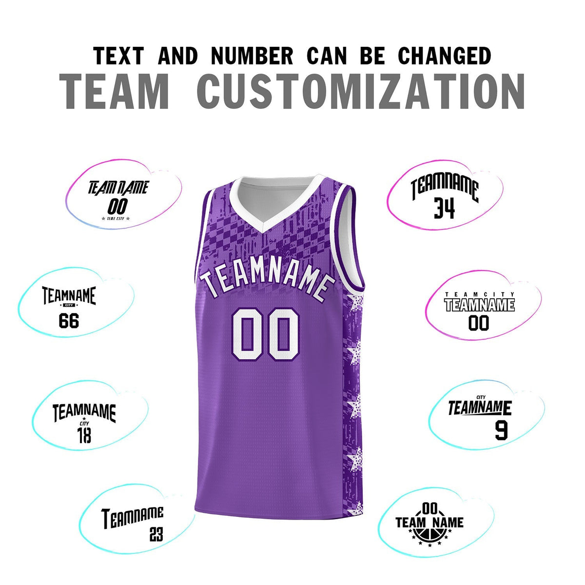Custom Light Purple Mosaic Stars Pattern Sports Uniform Basketball Jersey|KXKSHOP