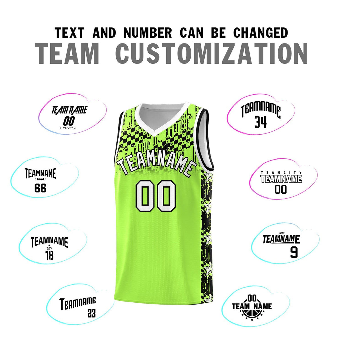 Custom Fluorescent Green Mosaic Stars Pattern Sports Uniform Basketball Jersey|KXKSHOP