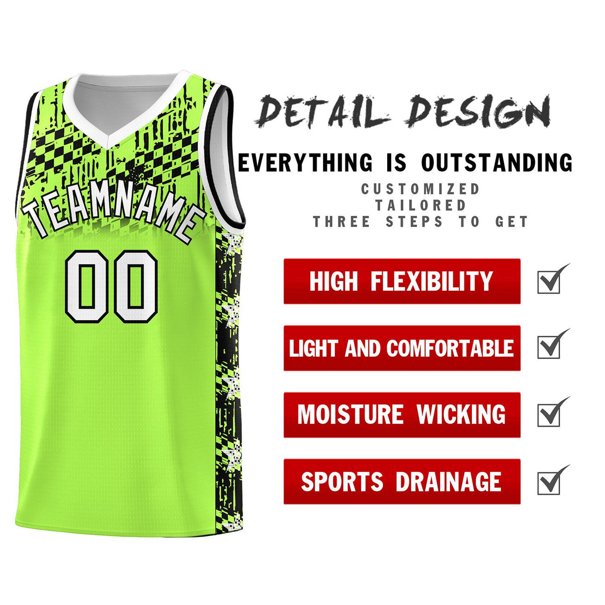 Custom Fluorescent Green Mosaic Stars Pattern Sports Uniform Basketball Jersey|KXKSHOP