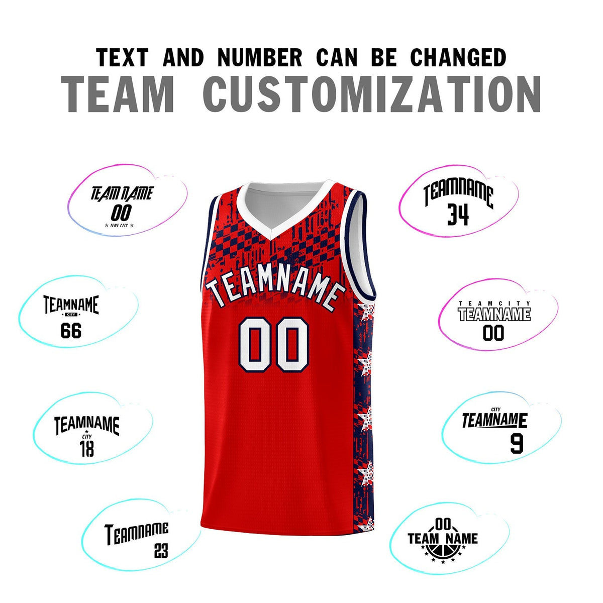 Custom Red Mosaic Stars Pattern Sports Uniform Basketball Jersey|KXKSHOP