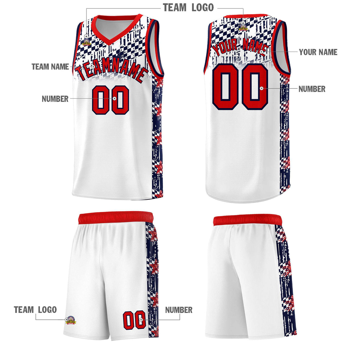 Custom White Mosaic Stars Pattern Sports Uniform Basketball Jersey|KXKSHOP