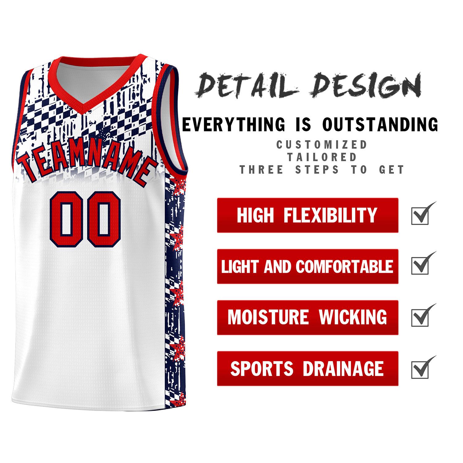Custom White Mosaic Stars Pattern Sports Uniform Basketball Jersey|KXKSHOP
