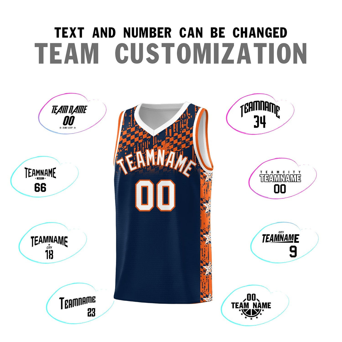 Custom Navy Mosaic Stars Pattern Sports Uniform Basketball Jersey|KXKSHOP