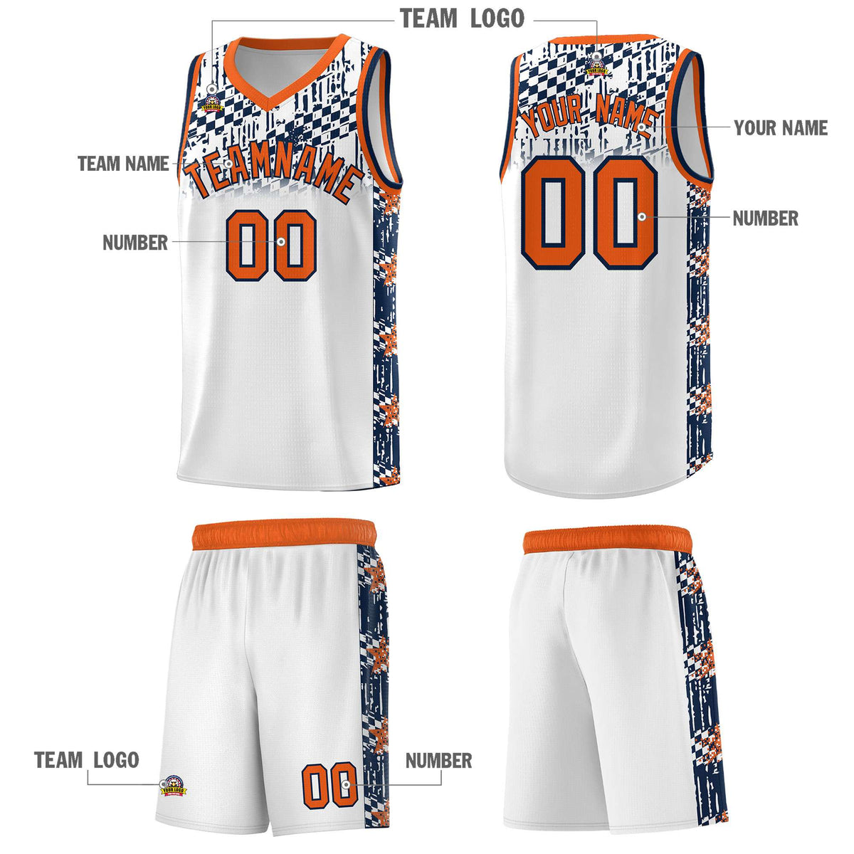 Custom White Mosaic Stars Pattern Sports Uniform Basketball Jersey|KXKSHOP