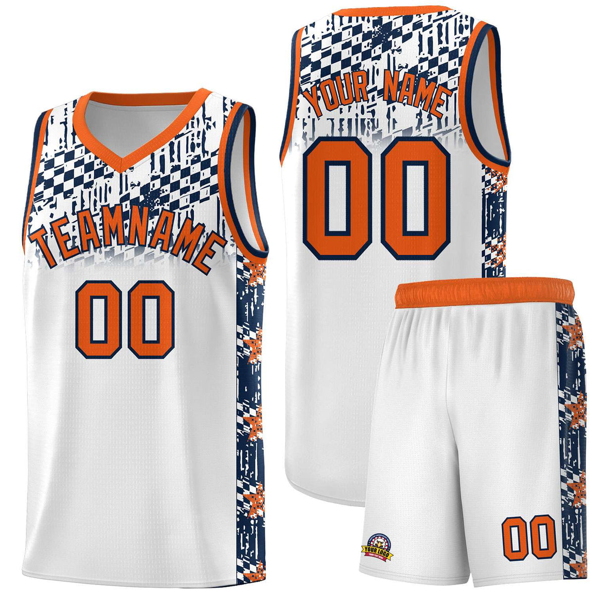 Custom White Mosaic Stars Pattern Sports Uniform Basketball Jersey|KXKSHOP