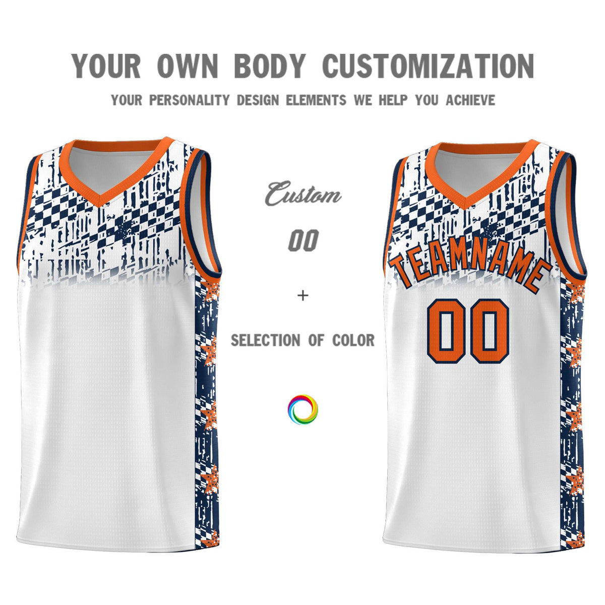 Custom White Mosaic Stars Pattern Sports Uniform Basketball Jersey|KXKSHOP