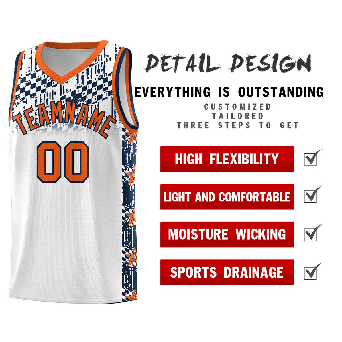 Custom White Mosaic Stars Pattern Sports Uniform Basketball Jersey|KXKSHOP