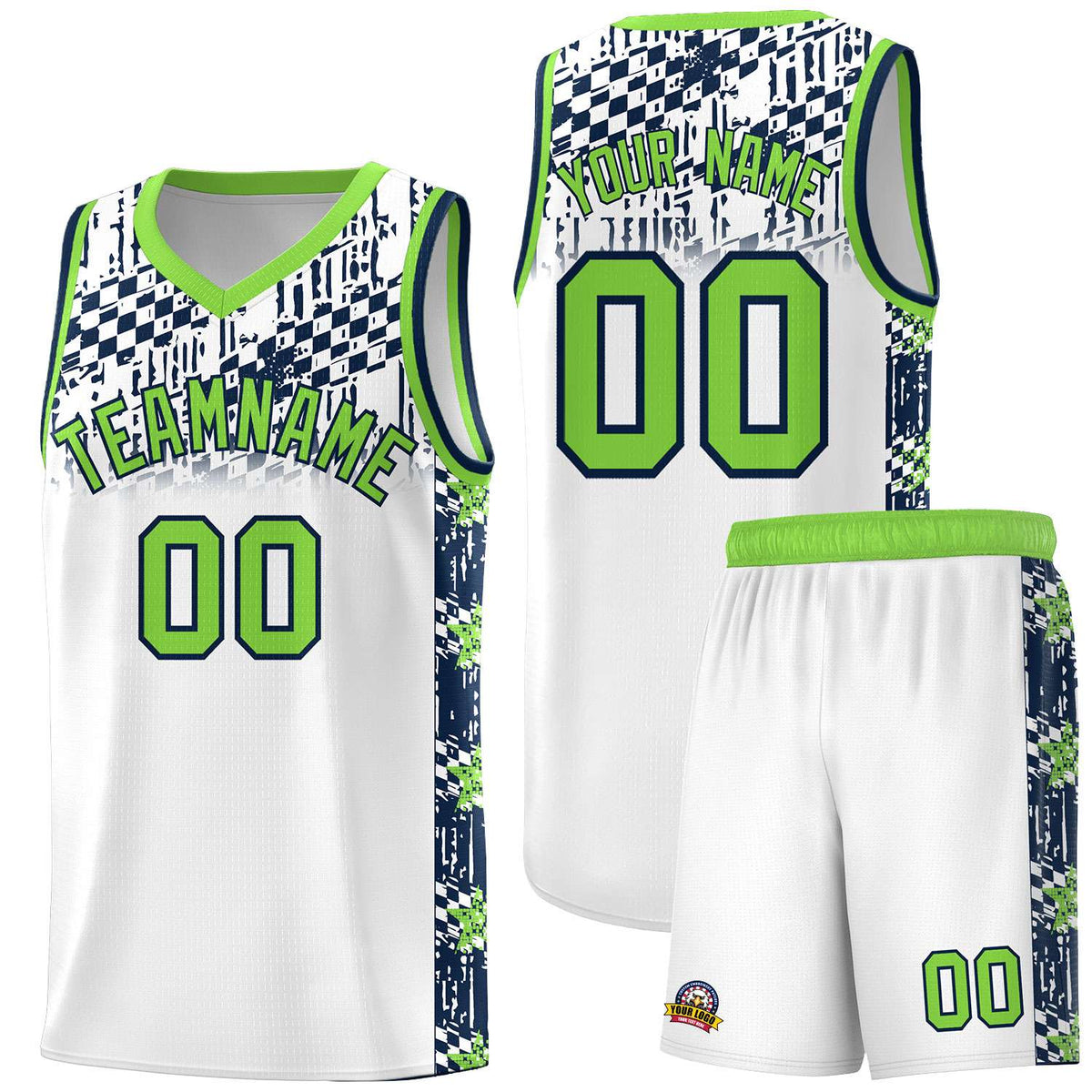 Custom White Mosaic Stars Pattern Sports Uniform Basketball Jersey|KXKSHOP