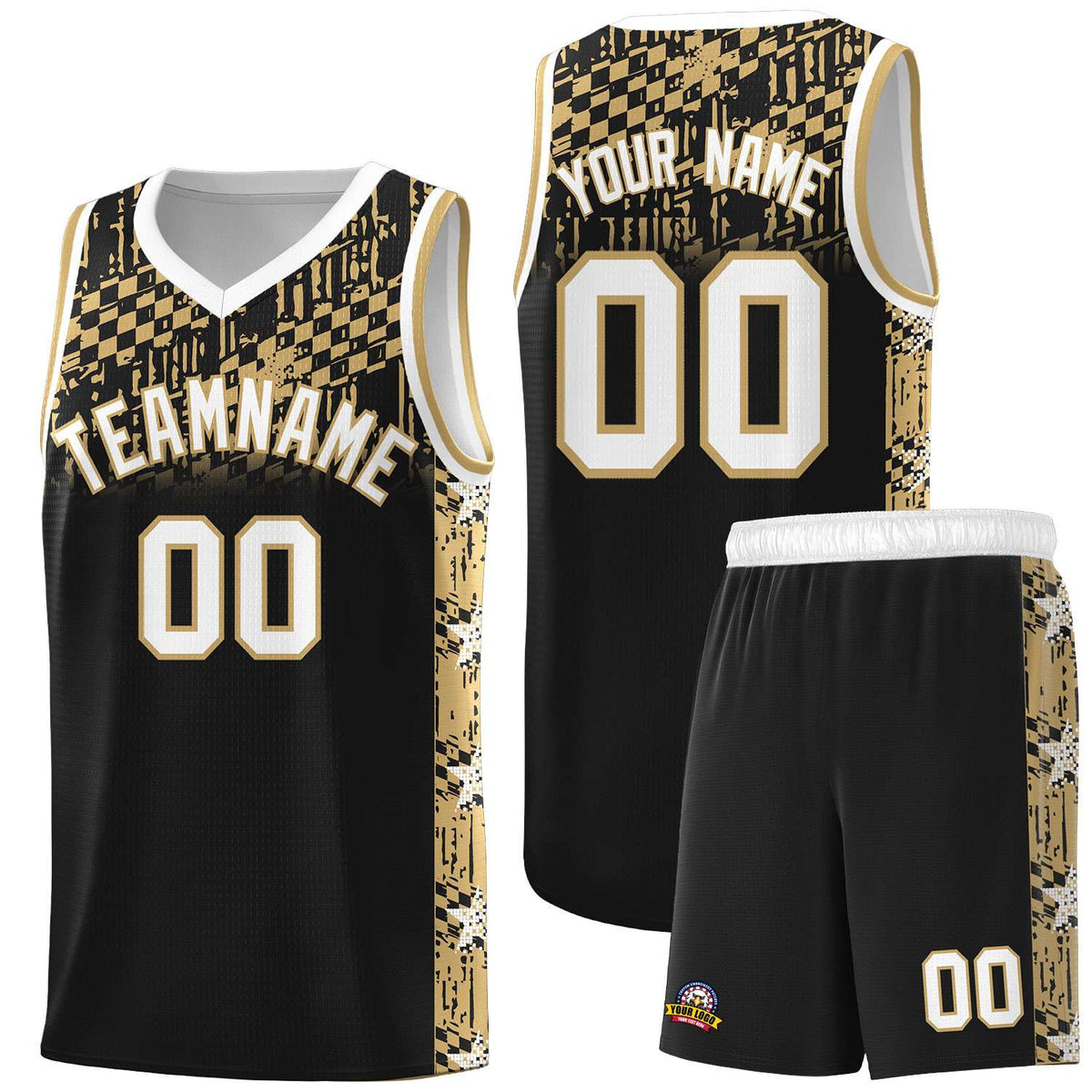 Custom Black Mosaic Stars Pattern Sports Uniform Basketball Jersey|KXKSHOP