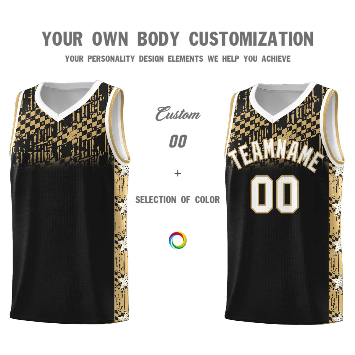 Custom Black Mosaic Stars Pattern Sports Uniform Basketball Jersey|KXKSHOP