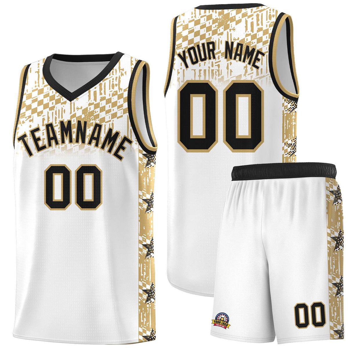 Custom White Mosaic Stars Pattern Sports Uniform Basketball Jersey|KXKSHOP