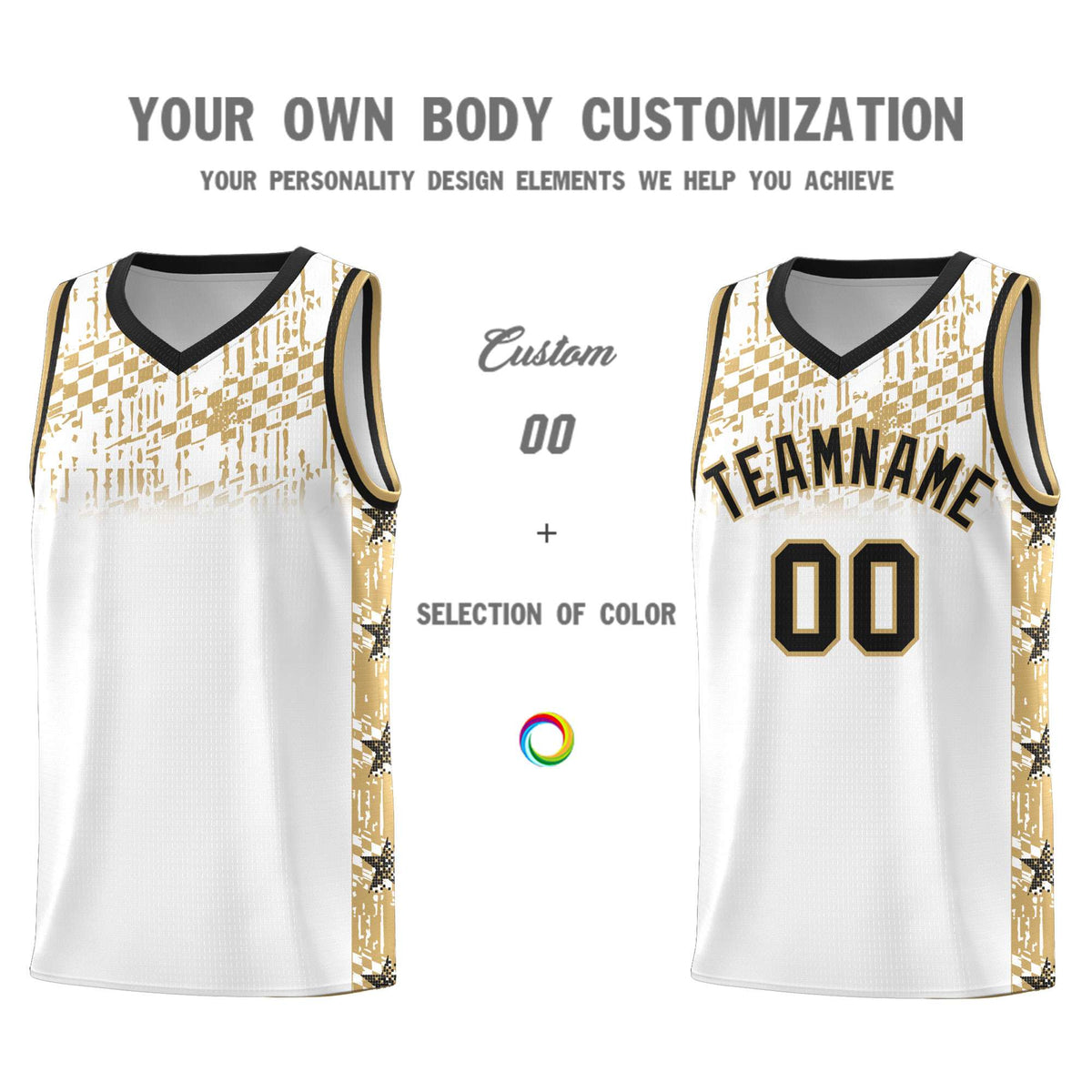 Custom White Mosaic Stars Pattern Sports Uniform Basketball Jersey|KXKSHOP