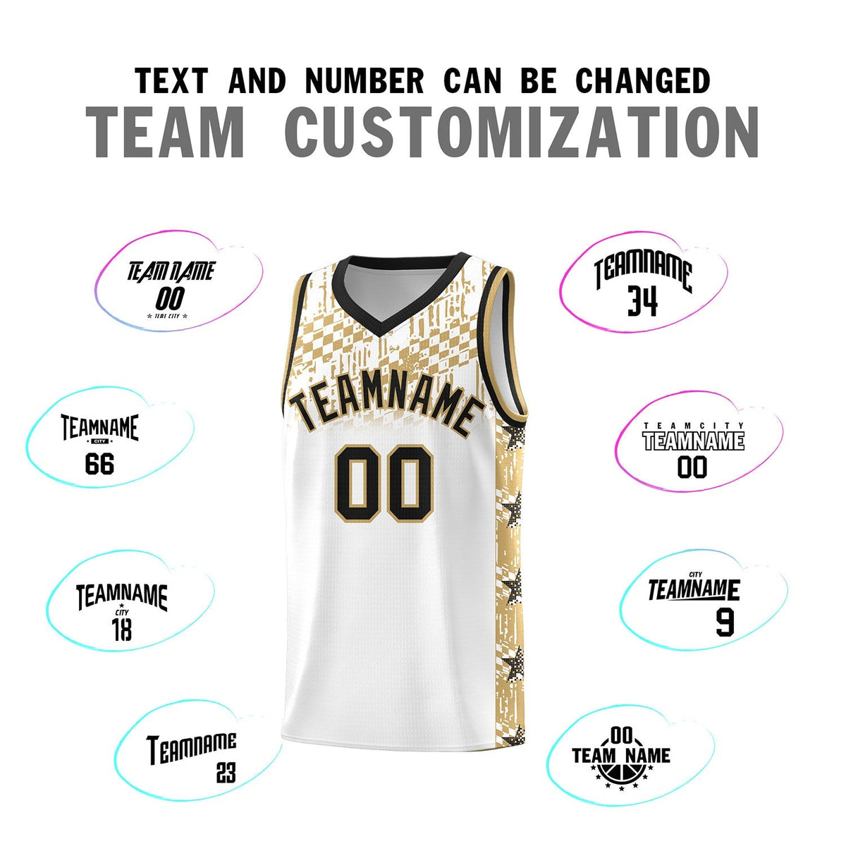 Custom White Mosaic Stars Pattern Sports Uniform Basketball Jersey|KXKSHOP