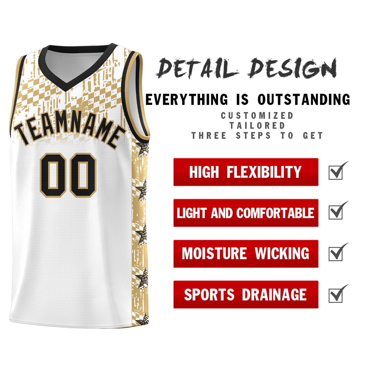 Custom White Mosaic Stars Pattern Sports Uniform Basketball Jersey|KXKSHOP