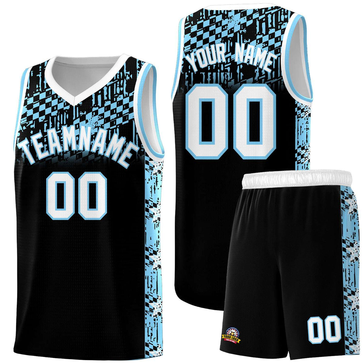 Custom Black Mosaic Stars Pattern Sports Uniform Basketball Jersey|KXKSHOP