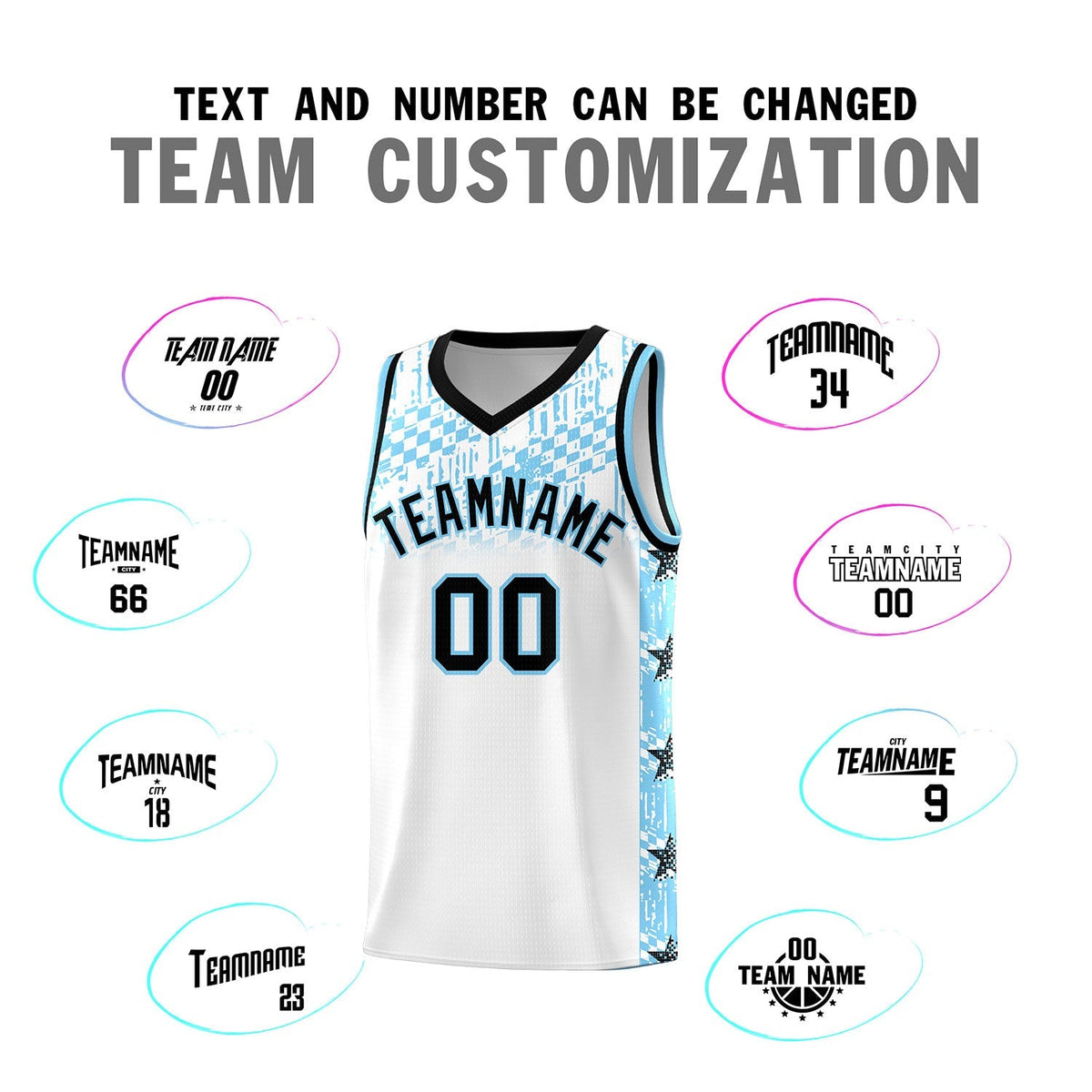 Custom White Mosaic Stars Pattern Sports Uniform Basketball Jersey|KXKSHOP