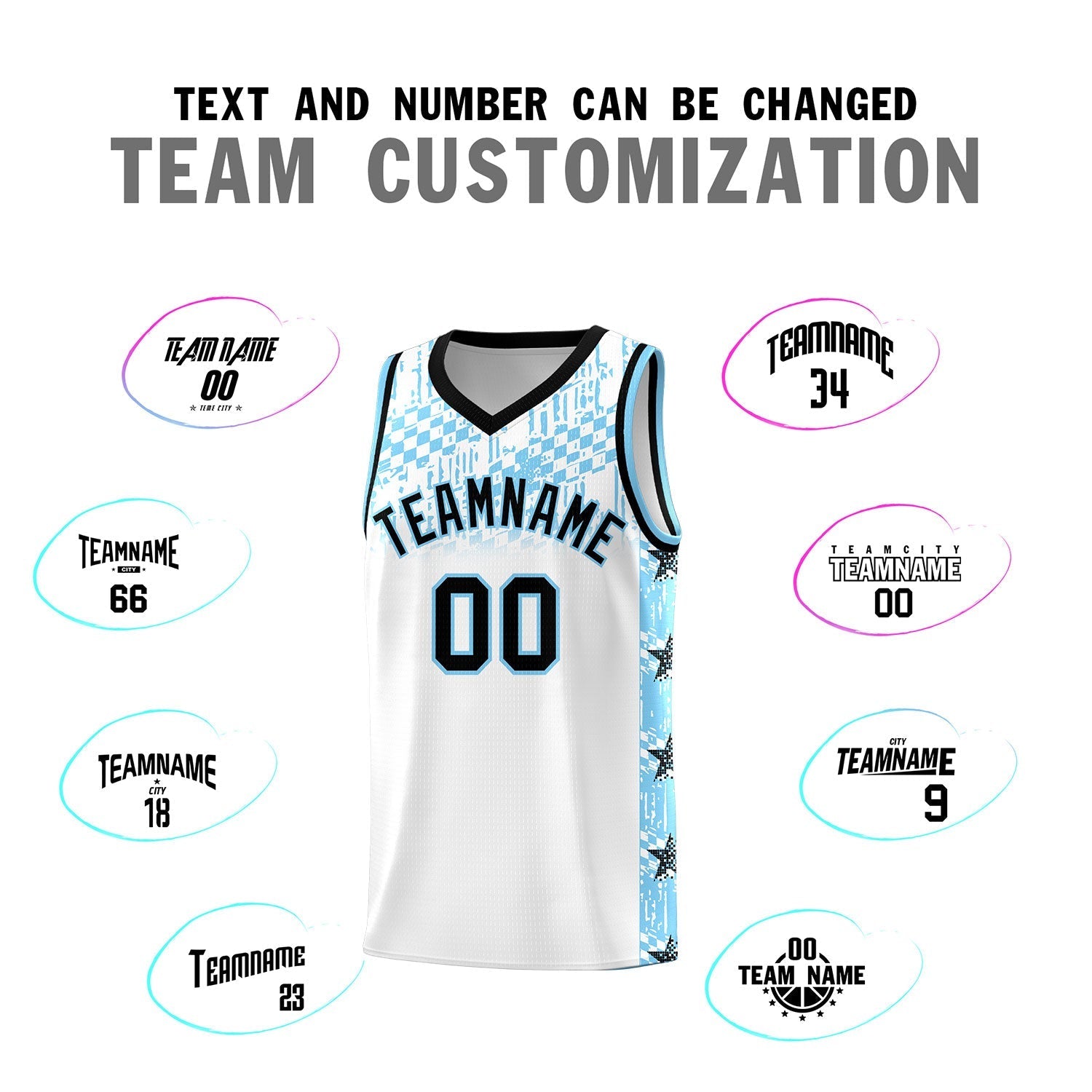 Custom White Mosaic Stars Pattern Sports Uniform Basketball Jersey|KXKSHOP