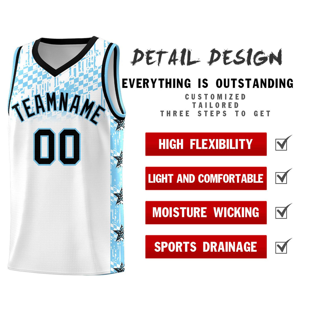 Custom White Mosaic Stars Pattern Sports Uniform Basketball Jersey|KXKSHOP