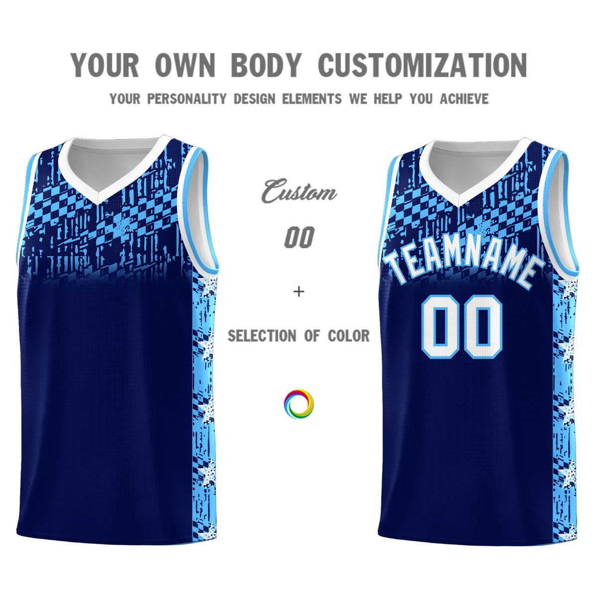 Custom Navy Mosaic Stars Pattern Sports Uniform Basketball Jersey|KXKSHOP